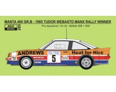 Decal – Opel Manta 400 Gr.B - 1985 Manx Rally Winner - Brookes / Broad